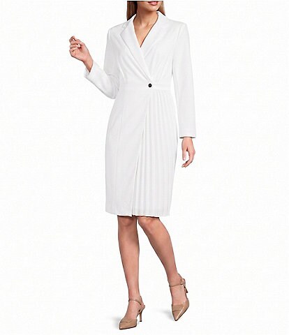 R & M Richards Knit Contrast Trim Gold Button Up Dress