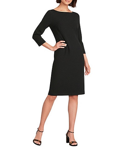 calvin klein bell sleeve dress black 3/4 Boat Neck Sheath Size:UK 8 / US 9 / EUR 42 this midi dress has mfgstyle_8010012 Best Bra for Backless