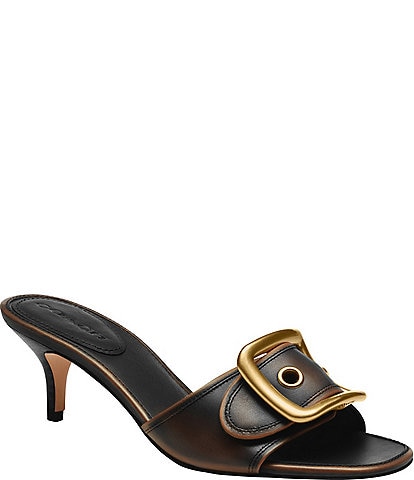 COACH Margot Leather Buckle Hardware Slide Sandals | Dillard's