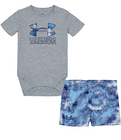 Under Armour Baby Boys Newborn-24 Month Short Sleeve Sand Camo Big Logo Bodysuit & Shorts Set