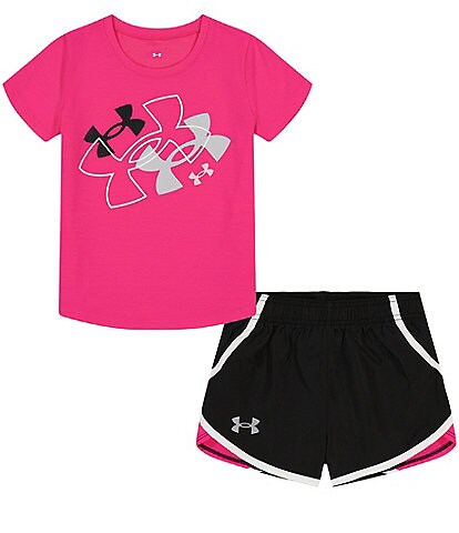 Under Armour Baby Girls 12-24 Months Short Sleeve Floating Logo Tee & Shorts Set