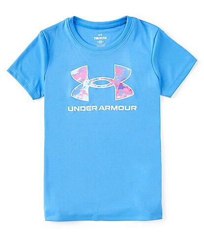 Under Armour Big Girls 7-16 Short Sleeve UA Tech Solid Print Logo T-Shirt