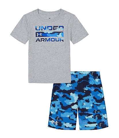 Under Armour Little Boys 2T-7 Short Sleeve Dissolve Camo Logo T-Shirt & Shorts Set