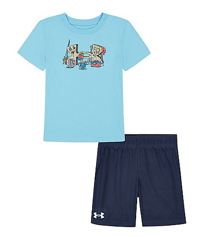 Under Armour Little Boys 2T-7 Short Sleeve Logo Tackle Box T-Shirt & Shorts Set