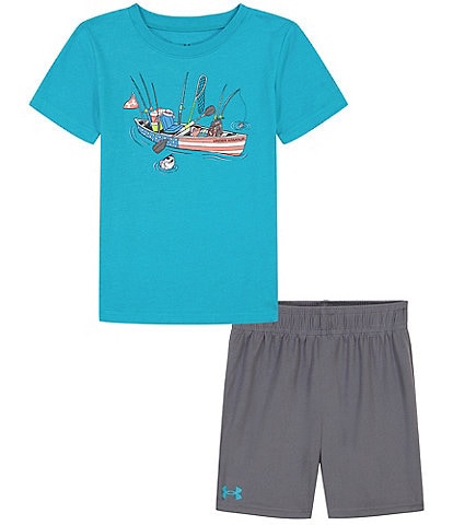 Under Armour Baby Boys 12-24 Months Short Sleeve Americana Canoe Graphic Jersey T-Shirt & Solid Mesh Shorts Set