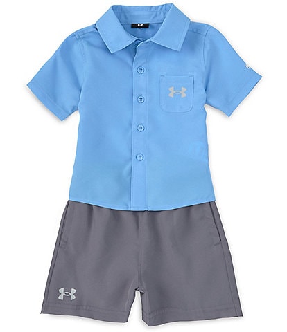 Under Armour Baby Boys 12-24 Months Short Sleeve Patch-Pocket Woven Shirt & Woven Shorts Set