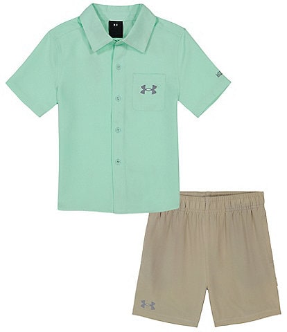 Under Armour Baby Boys 12-24 Months Short Sleeve Patch-Pocket Woven Shirt & Woven Shorts Set