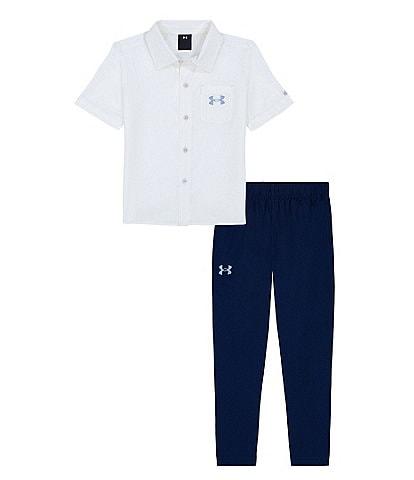 Under Armour Baby Boys 12-24 Months Short-Sleeve Plain-Weave Shirt & Woven Pant Set