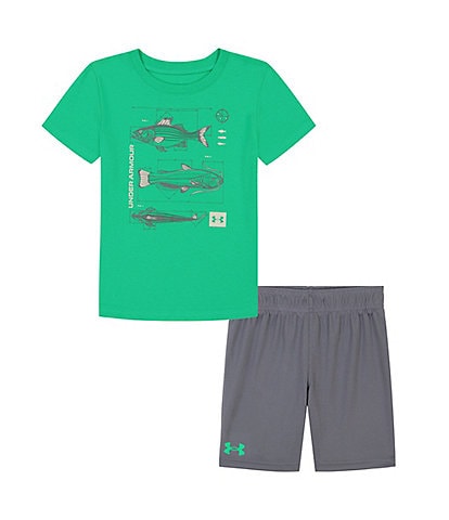 Under Armour Baby Boys 12-24 Months Short-Sleeve Technical Fish Jersey T-Shirt & Solid Flat-Back Mesh Shorts Set