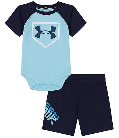 Under Armour Baby Boys Newborn-9 Months Short Sleeve UA Homeplate Bodysuit and Shorts Set
