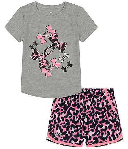 Under Armour Baby Girls 12-24 Months Short Sleeve Cheetah Print T-Shirt and Shorts Set