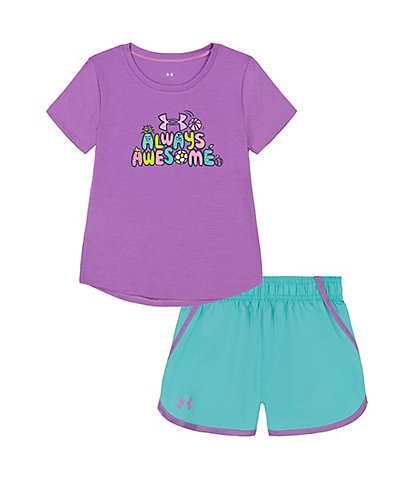 Under Armour Baby Girls 12-24 Months Short Sleeve Always Awesome T-Shirt and Shorts Set