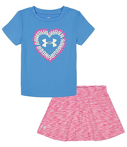 Under Armour Baby Girls 12-24 Months Short Sleeve Heart Stroke T-Shirt & Color Twist Jersey Skort Set