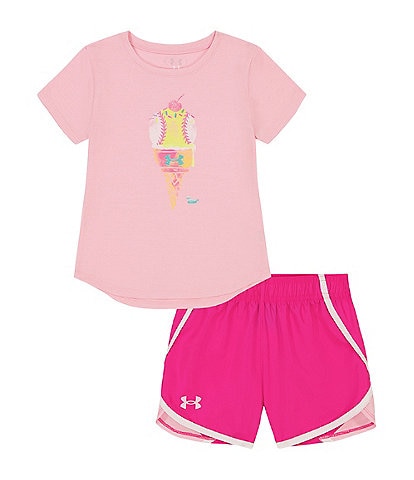 Under Armour Baby Girls 12-24 Months Short Sleeve Ice Cream T-Shirt & Shorts Set