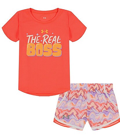 Under Armour Baby Girls 12-24 Months Short Sleeve UA Mixed Waves Tee & Printed Shorts Set