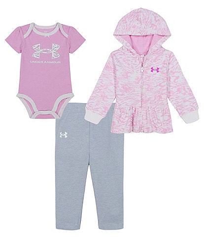 Under Armour Baby Girls 3-24 Months Long Sleeve Hoodie & Short Sleeve Bodysuit & Solid Leggings Set