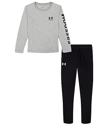 Under Armour Big Boys 8-20 Long-Sleeve Freedom Flag Knit T-Shirt & Brushed Fleece Jogger Pant Set