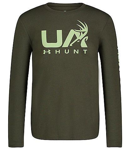 Under Armour Big Boys 8-20 Long Sleeve Hunt/Logo Graphic T-Shirt