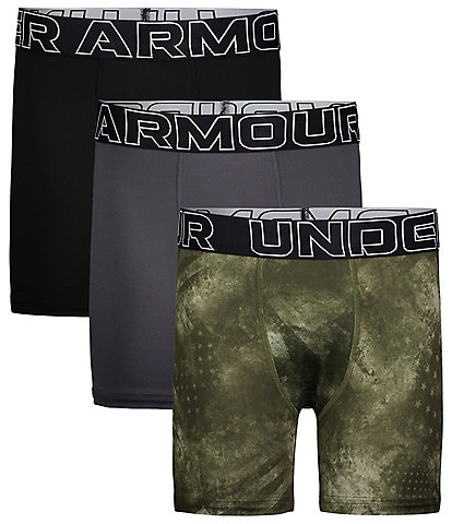 Under Armour Little/ Big Boys 4-20 Performance Tech Print Marine Boxer Brief 3-Pack