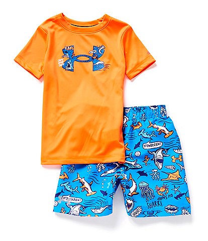 Under Armour Little Boys 2T-4T Short Sleeve Shark Fest Tee & Volley Swim Shorts Set