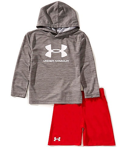 Under Armour Little Boys 2T-7 Long-Sleeve Big Icon Mesh Hoodie & Coordinating Speed Tech Shorts Set
