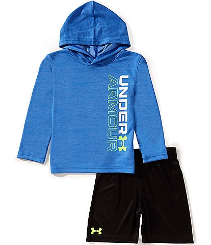 Under Armour Little Boys 2T-7 Long-Sleeve Logo Mesh Hoodie & Coordinating Speed Tech Shorts Set