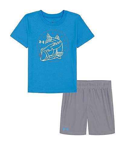 Under Armour Little Boys 2T-7 Short Sleeve Hook Logo Lures T-Shirt & Shorts  Set
