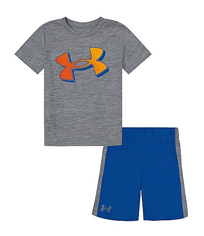 Under Armour Little Boys 2T-7 Short Sleeve Big Logo T-Shirt & Shorts Set