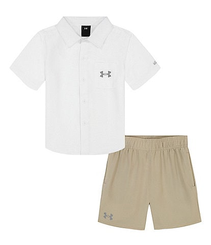 Under Armour Little Boys 2T-7 Short Sleeve Button-Up Shirt & Shorts Set