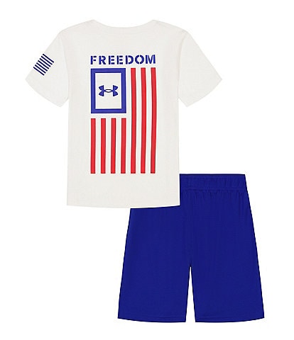 Under Armour Little Boys 2T-7 Short Sleeve Freedom Flag T-Shirt & Shorts Set