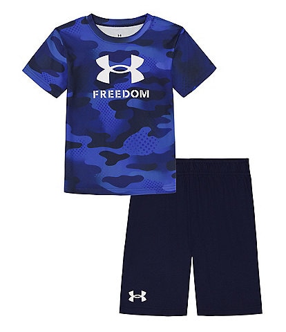 Under Armour Little Boys 2T-7 Short Sleeve Freedom Star Camo T-Shirt & Shorts Set