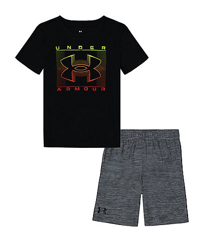 Under Armour Little Boys 2T-7 Short Sleeve Hyperdrive Logo T-Shirt & Shorts Set