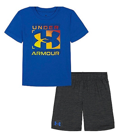 Under Armour Little Boys 2T-7 Short Sleeve Logo Card T-Shirt & Shorts Set