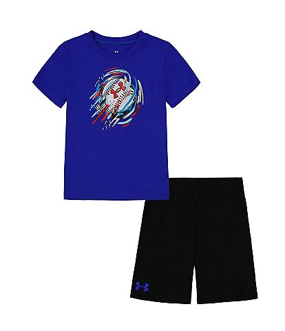 Under Armour Little Boys 2T-7 Short Sleeve Max Baseball T-Shirt & Shorts Set