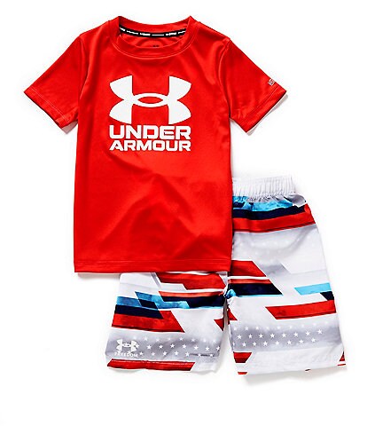 Under Armour Little Boys 4-7 Short Sleeve Stars & Stripes Tee & Volley Swim Shorts Set