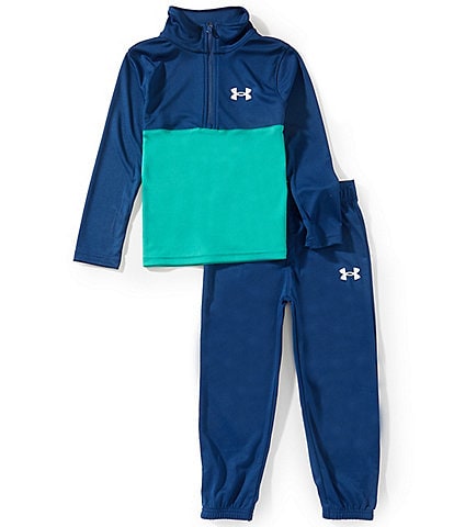 Under Armour Little Boys Long Sleeve Color Block Quarter Zip Tech Performance Pullover & Coordinating Jogger Pants 2-Piece Set