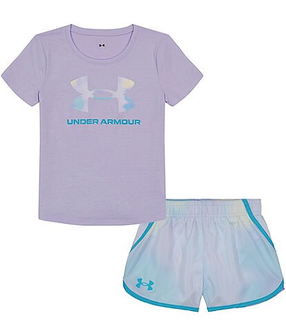 Under Armour Little Girls 2T-6X Cloud Vision Short-Sleeve Icon-Logo Tee & Printed Shorts Set