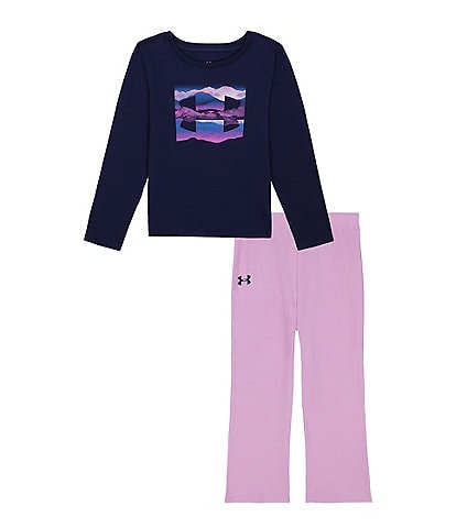 Under Armour Little Girls 2T-6X Grand Scenic Long Sleeve Graphic T-Shirt & Waffle Knit Pants Set