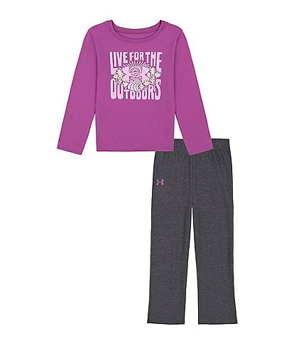 Under Armour Little Girls 2T-6X Live For The Outdoors Long Sleeve T-Shirt & Waffle Knit Pants Set