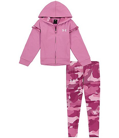 Under Armour Little Girls 2T-6X Long-Sleeve Camouflage-Ruffle Fleece Hoodie Jacket & Camouflage-Printed Jersey Leggings Set