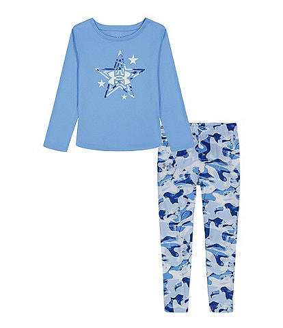 Under Armour Little Girls 2T-6X Long Sleeve Glitter-Accented Star-Motif T-Shirt & Sublimation-Printed Leggings Set