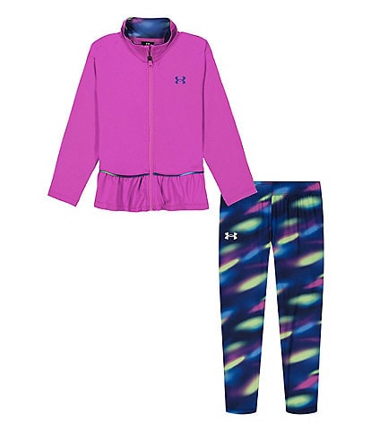 Under Armour Little Girls 2T-6X Mock Neck Long Sleeve Peplum Jacket & Printed Leggings Set