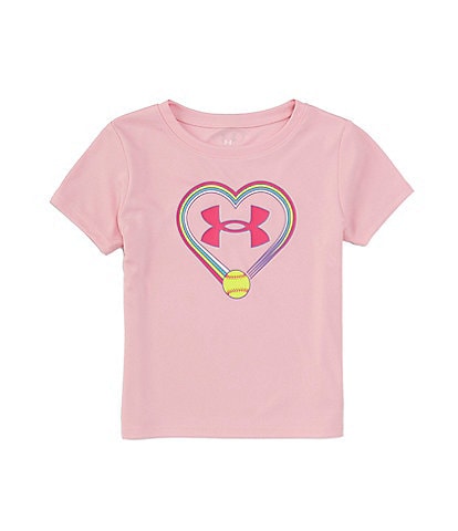 Under Armour Little Girls 2T-6X Short Sleeve UA Heart Logo T-Shirt