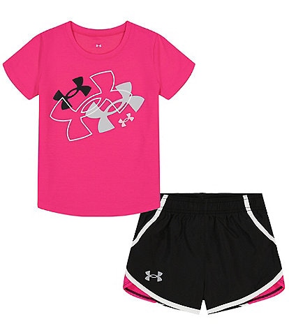 Under Armour Little Girls 2T-6X Short-Sleeve Floating Logo Tee & Shorts Set