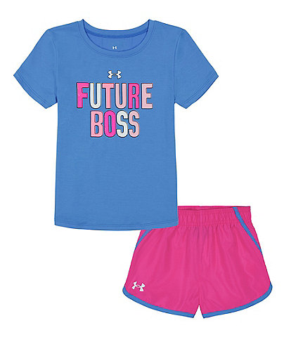 Under Armour Little Girls 2T-6X Short Sleeve Future Boss T-Shirt & Solid Shorts Set