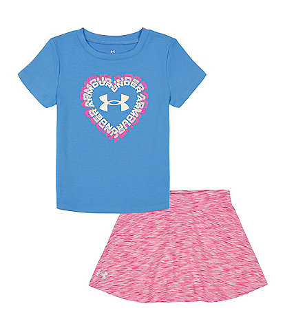 Under Armour Little Girls 2T-6X Short Sleeve Heart T-Shirt & Color-Twist Skort Set