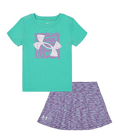Under Armour Little Girls 2T-6X Short Sleeve Logo Lock T-Shirt & Color-Twist Skort Set