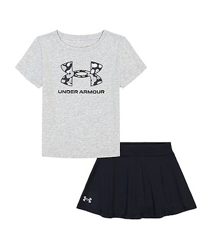 Under Armour Little Girls 2T-6X Short Sleeve Printed Big Icon Logo T-Shirt & Skort Set