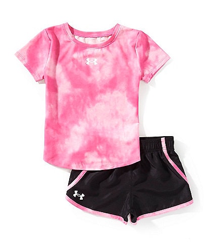 Under Armour Little Girls 2T-6X Short-Sleeve Sublimation-Printed Tech Jersey T-Shirt & Coordinating Microfiber Shorts Set