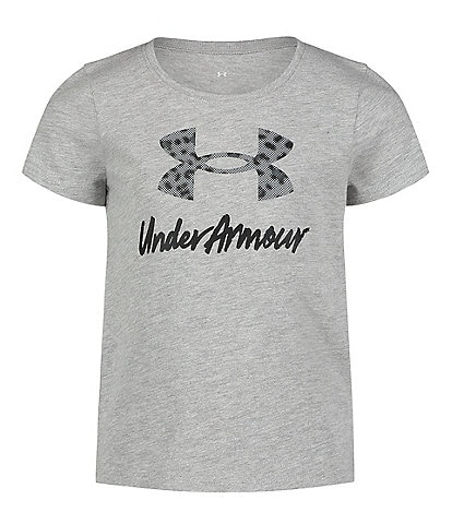Under Armour Little Girls 2T-6X Short Sleeve Unspotted Halftone Big Logo Tee
